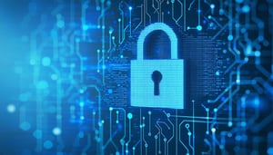 cyber security image with blue colour scheme for background to banner